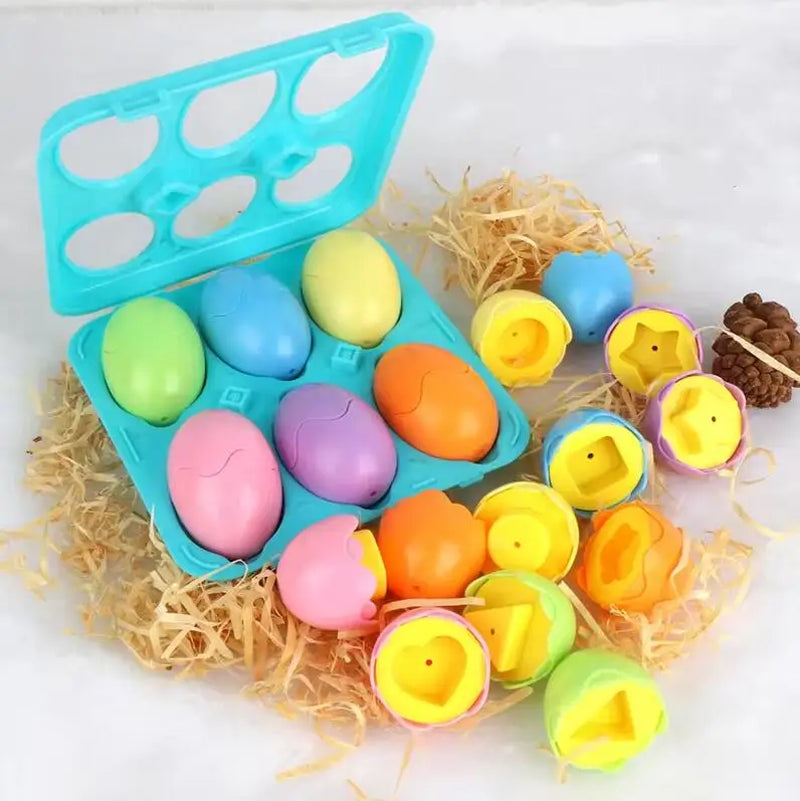 Montessori Educational Toys 1 2 3 Year Children Toy Easter Egg Baby Sensory Puzzle Smart Eggs Colors Shape Matching Sorter Games