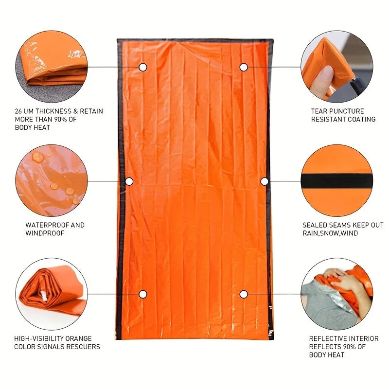 Emergency Survival Thermal Blanket & Sleeping Bag, 2Pk