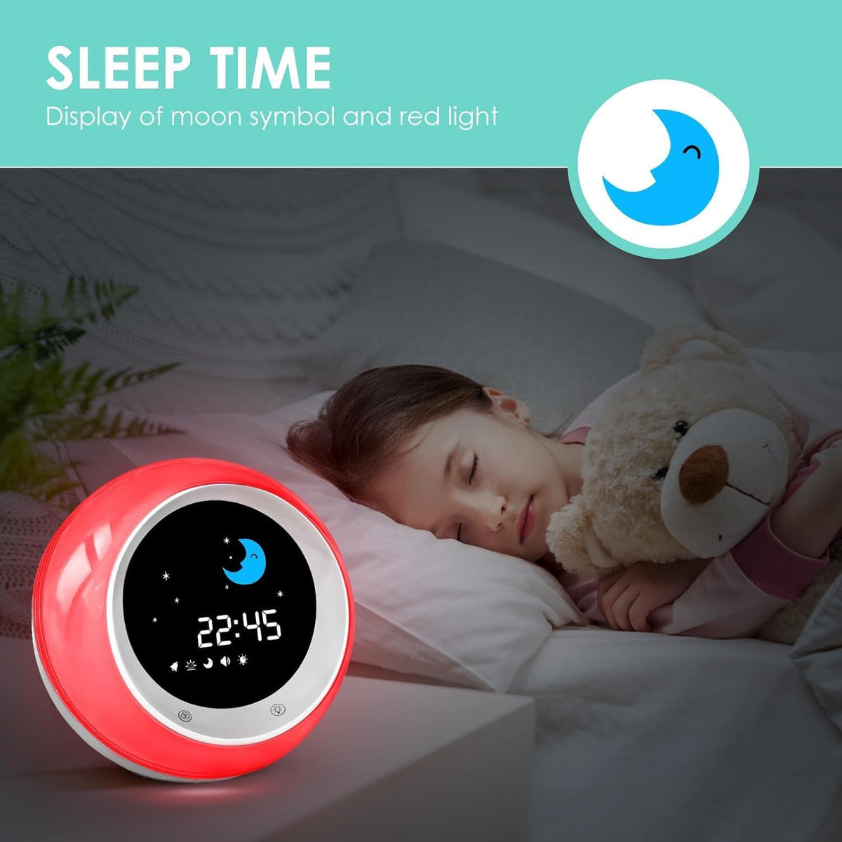 Kids Sleep Trainer Clock - Sun & Moon Wake up Light & Night Light