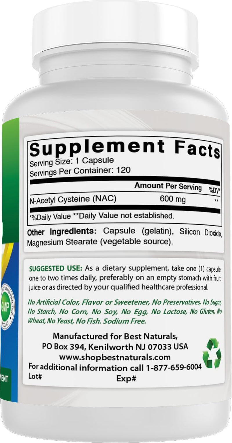 NAC N-Acetyl Cysteine 600Mg - Antioxidant Supplement