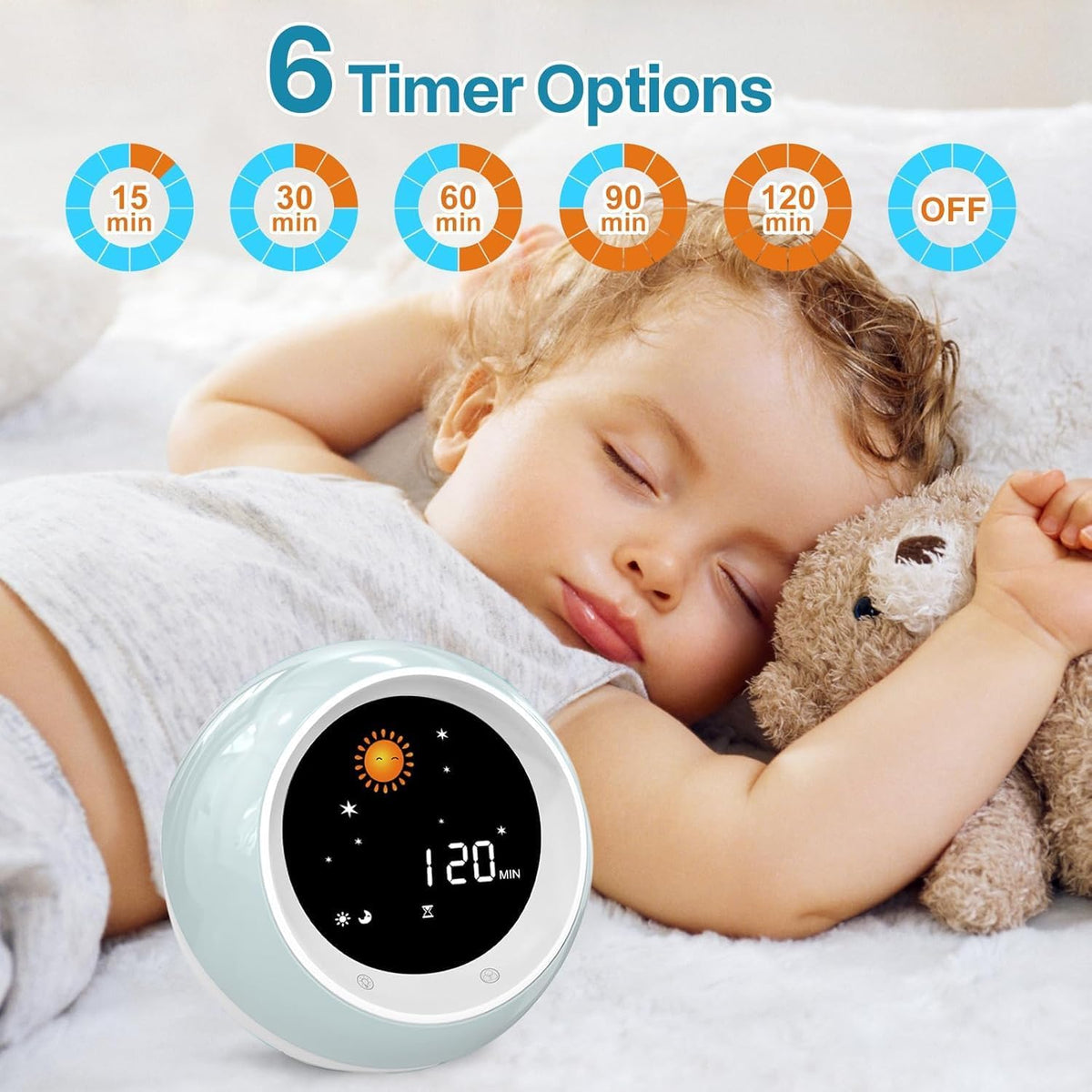 Kids Sleep Trainer Clock - Sun & Moon Wake up Light & Night Light