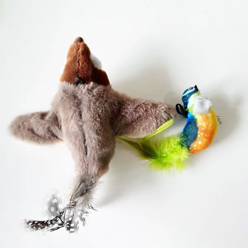 Simulated Bird Cat Toy Interactive Toys Dog Rechargeable Chirping Flapping Bird(No Flying) Catnip Touch Activated Plush Toy Pet
