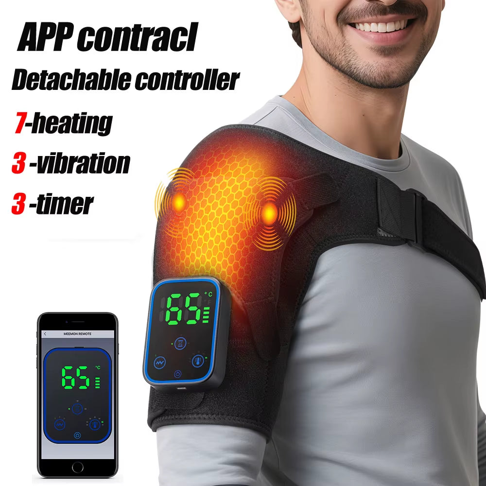 Electric Heating Shoulder Brace LED Display Vibration Shoulder Massage Support Belt Strap for Joint Brace Care Muscle Relaxation