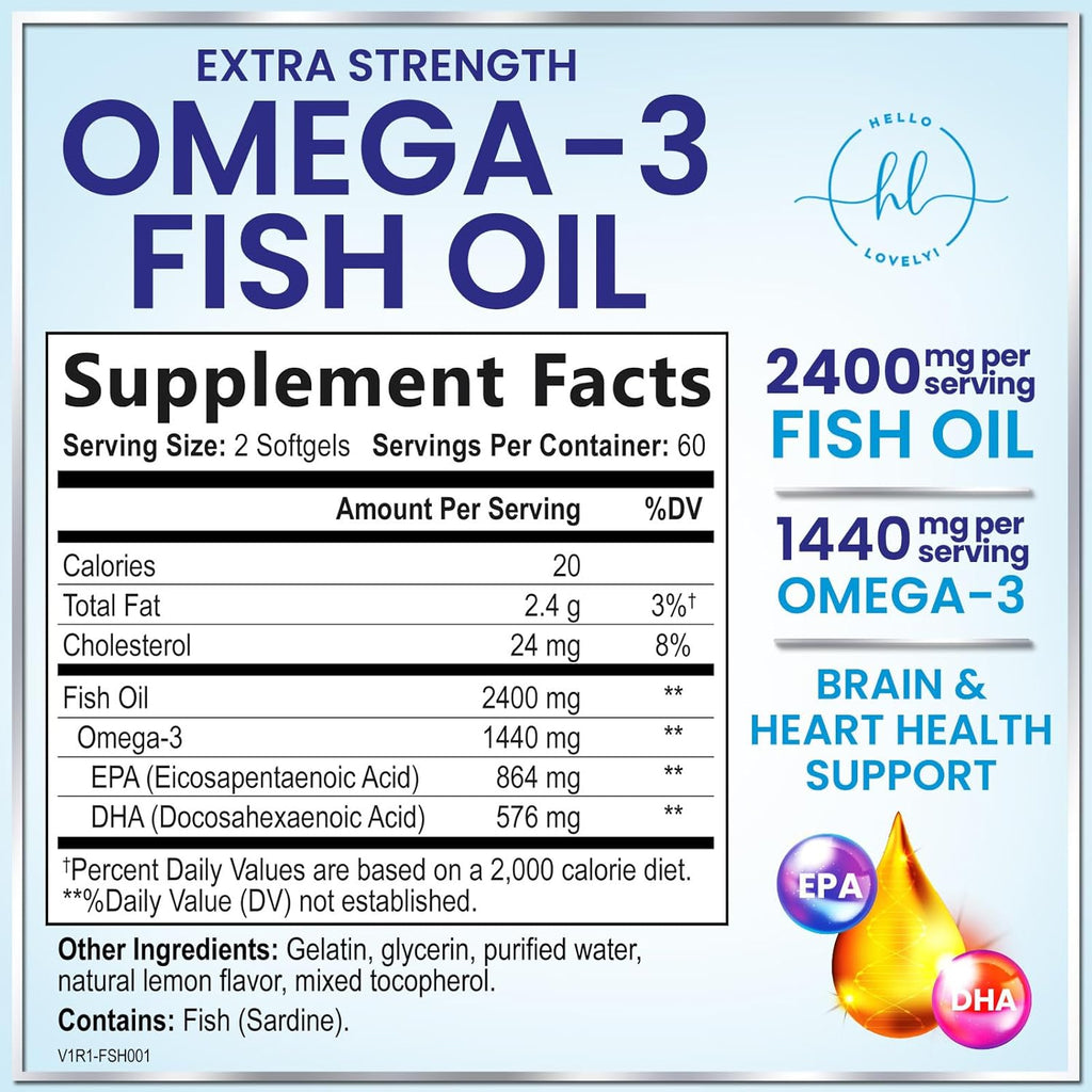 Omega 3 Fish Oil 2400Mg - Triple Strength EPA & DHA