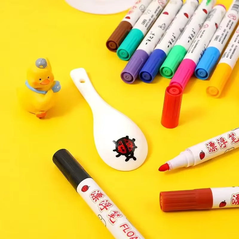 Montessori Magical Water Floating Student Painting Brush Whiteboard Markers Pen Suspension Kids Educational Painting Pen Toys