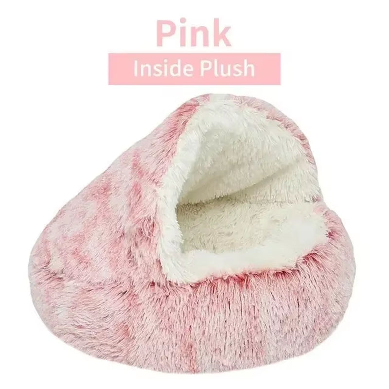 Round Cat Cushion Semi-Enclosed Pet Sleep Bed