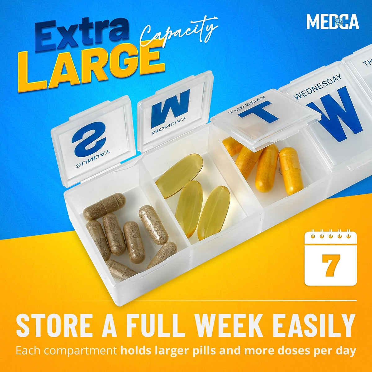 Weekly Pill Organizer, 7-Day Extra Large