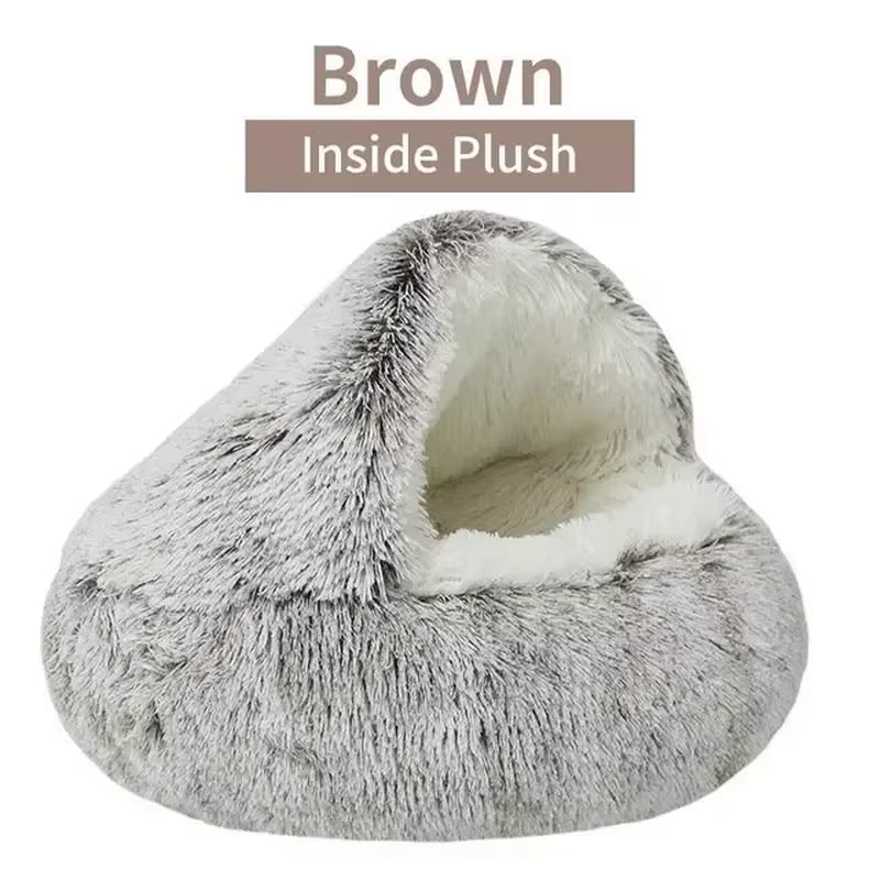 Round Cat Cushion Semi-Enclosed Pet Sleep Bed