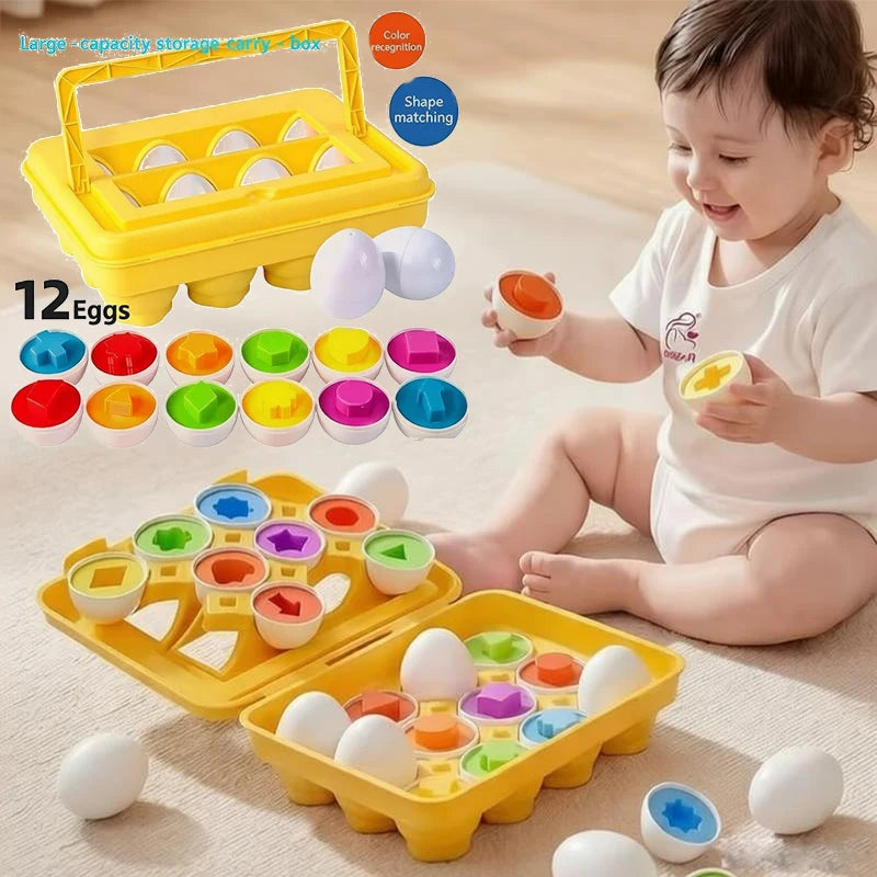 Montessori Educational Toys 1 2 3 Year Children Toy Easter Egg Baby Sensory Puzzle Smart Eggs Colors Shape Matching Sorter Games