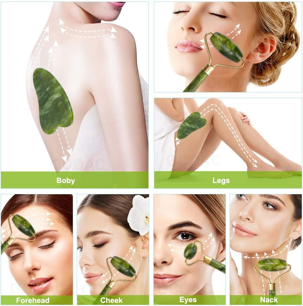 Jade Roller & Gua Sha Set 5-In-1