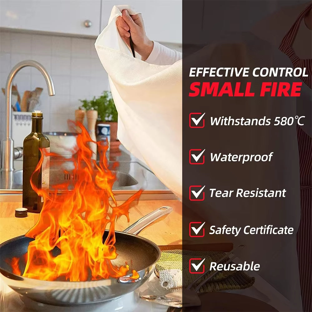 Portable Emergency Fire Blanket - Fire Suppression Safety Cover