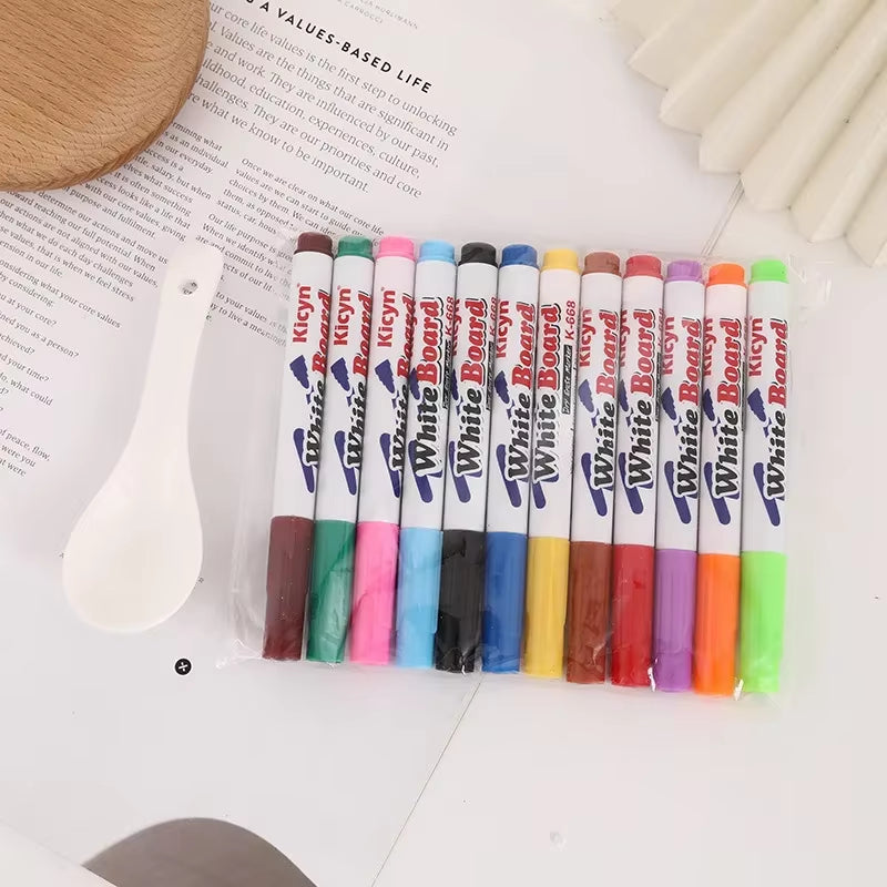 Montessori Magical Water Floating Student Painting Brush Whiteboard Markers Pen Suspension Kids Educational Painting Pen Toys