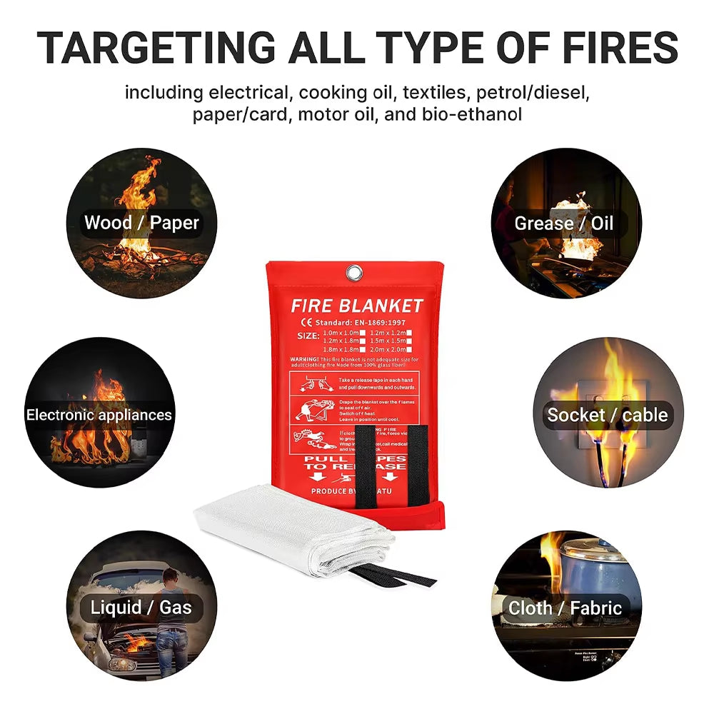 Portable Emergency Fire Blanket - Fire Suppression Safety Cover