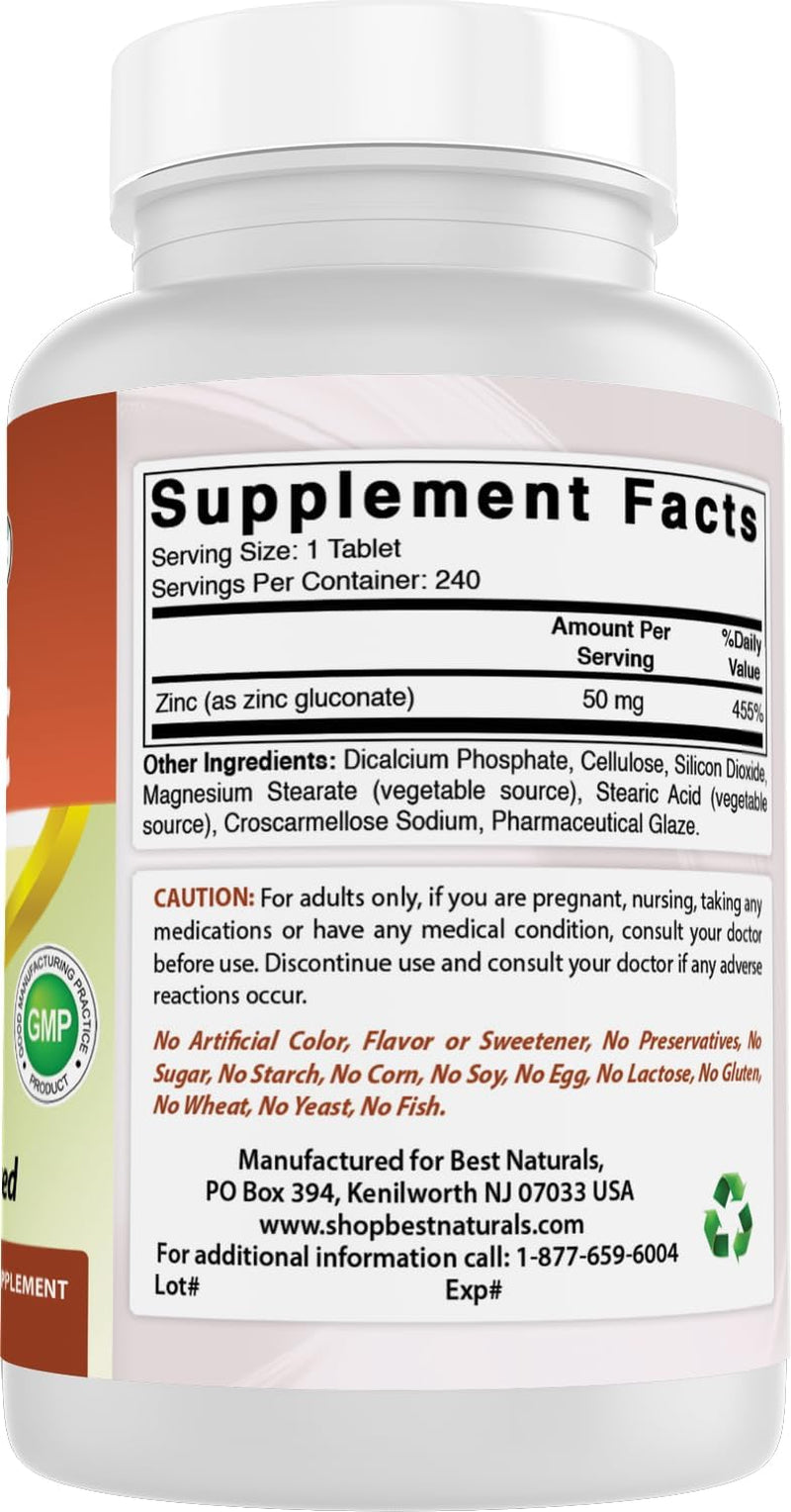 Zinc Gluconate 50Mg Immune Support Supplement
