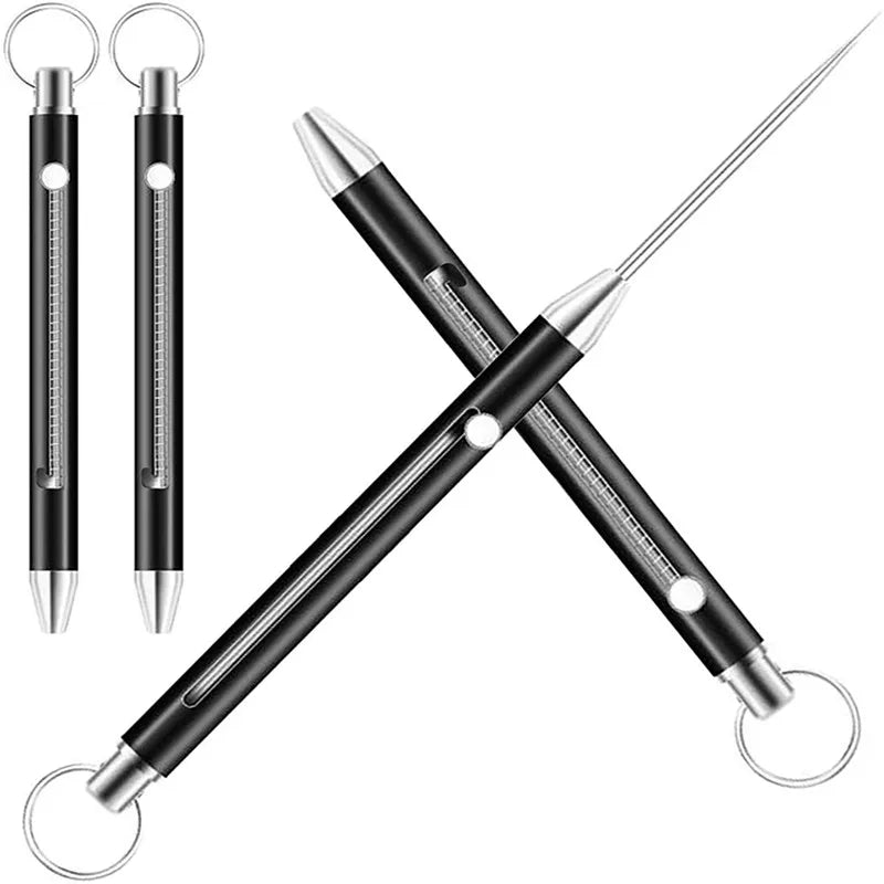 1PC Titanium Alloy EDC Retractable Multi-Tool Keychain - Includes Toothpick, Fruit Fork, and Unpacking Tool