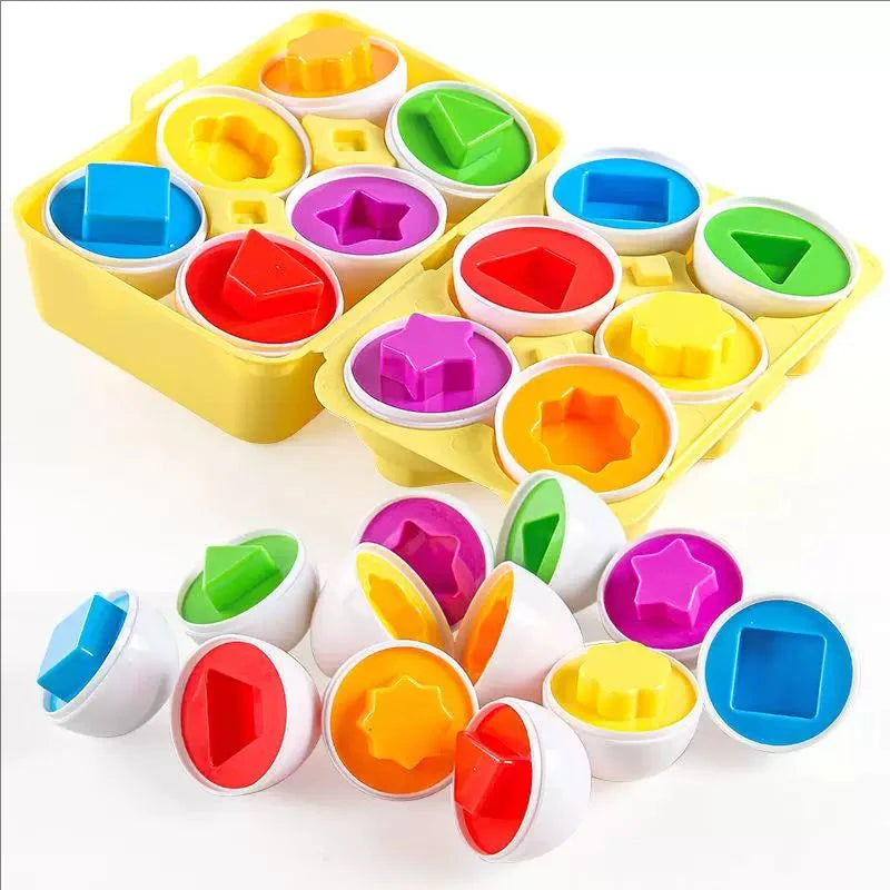 Montessori Educational Toys 1 2 3 Year Children Toy Easter Egg Baby Sensory Puzzle Smart Eggs Colors Shape Matching Sorter Games