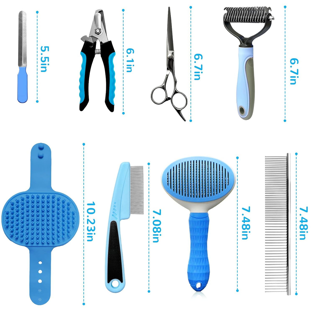 Dog Brush & Grooming Kit - 9-Piece Pet Grooming Set