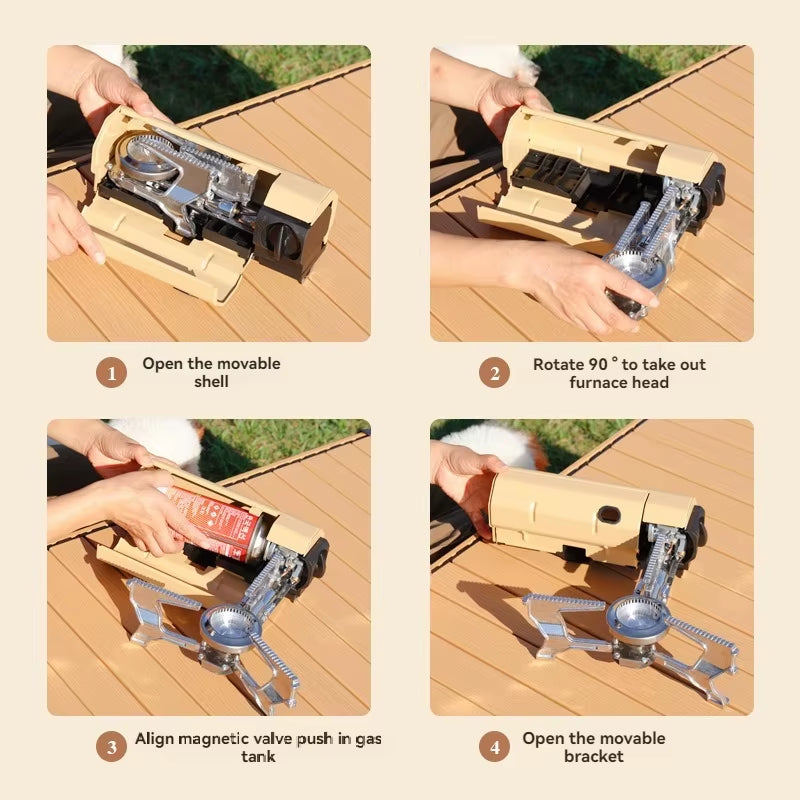 Camping Cassette Stove 2670W Portable Folding Gas Stove Outdoor Hiking BBQ Travel Cooking Grill Cooker Gas Burner Heating System