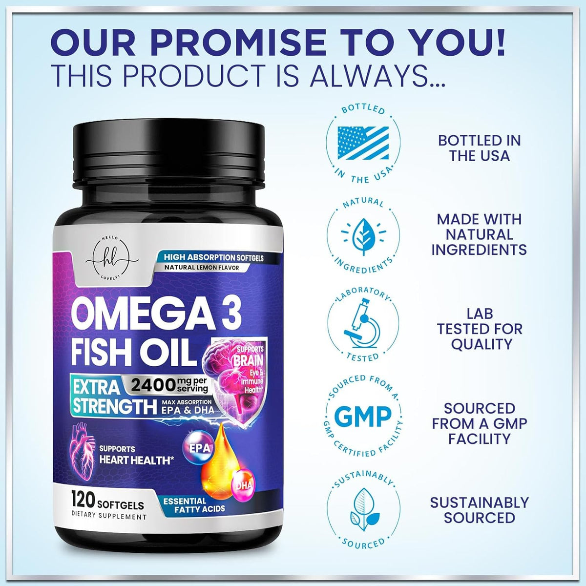 Omega 3 Fish Oil 2400Mg - Triple Strength EPA & DHA