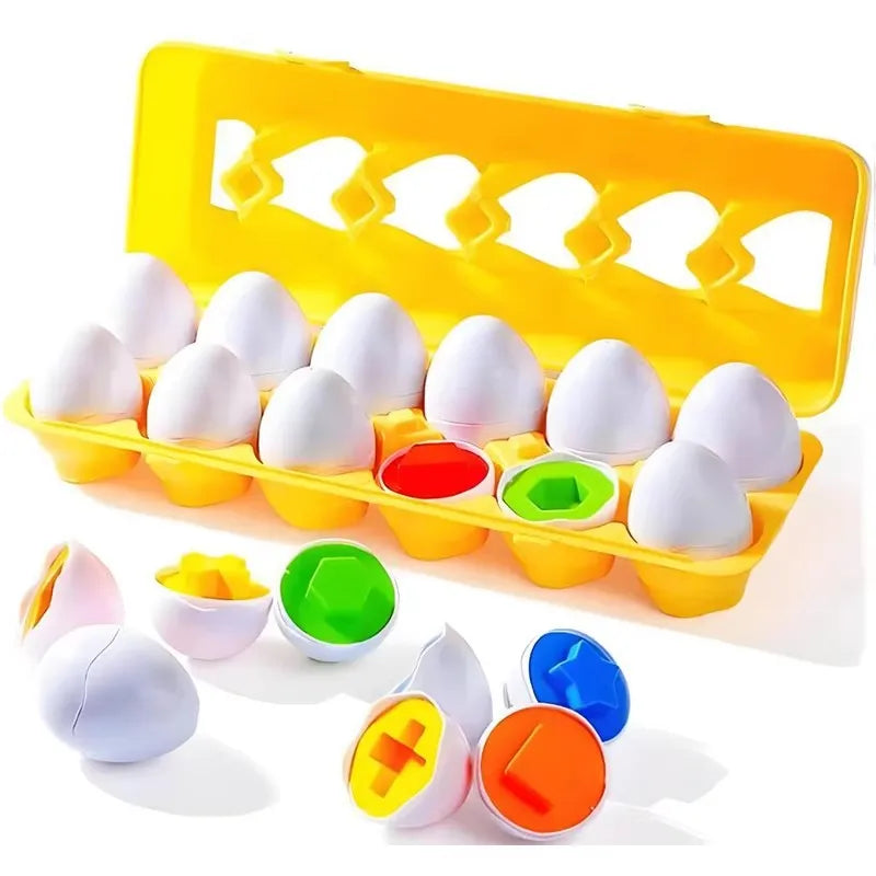 Montessori Educational Toys 1 2 3 Year Children Toy Easter Egg Baby Sensory Puzzle Smart Eggs Colors Shape Matching Sorter Games