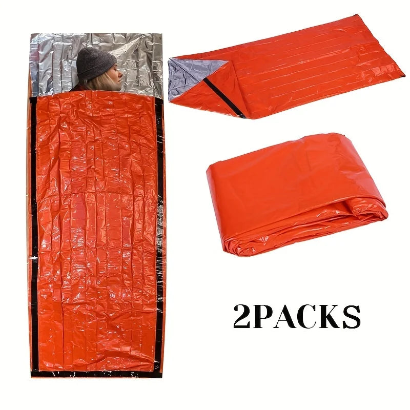 Emergency Survival Thermal Blanket & Sleeping Bag, 2Pk