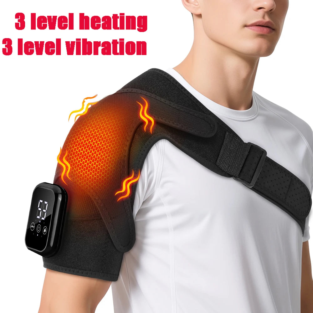 Electric Heating Shoulder Brace LED Display Vibration Shoulder Massage Support Belt Strap for Joint Brace Care Muscle Relaxation