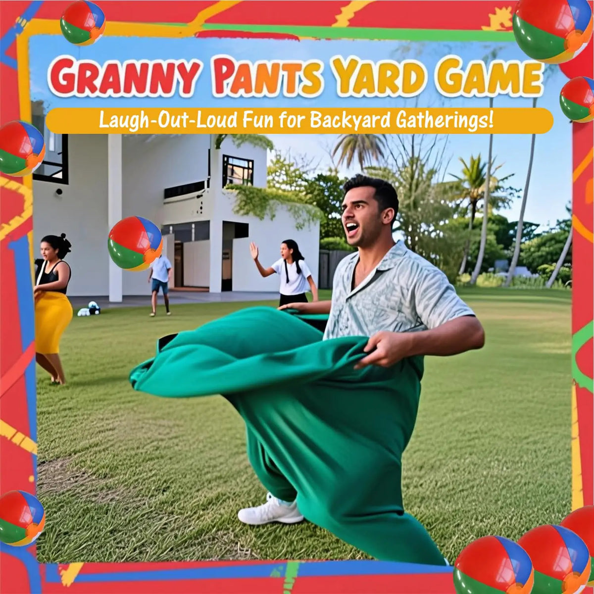 Granny Pants Yard Game Toy with Bouncy Ball Pump Fun Party Family Reunion Outdoor Props Tossing Sport Games for Adults Kids