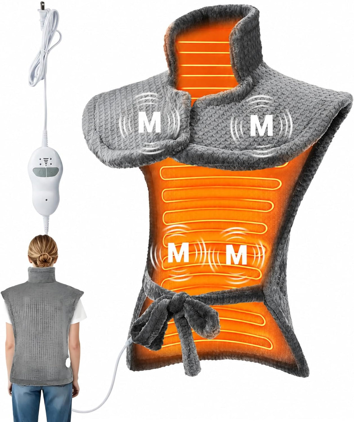 Wearable Vibrating Heating Pad for Neck, Shoulders & Back