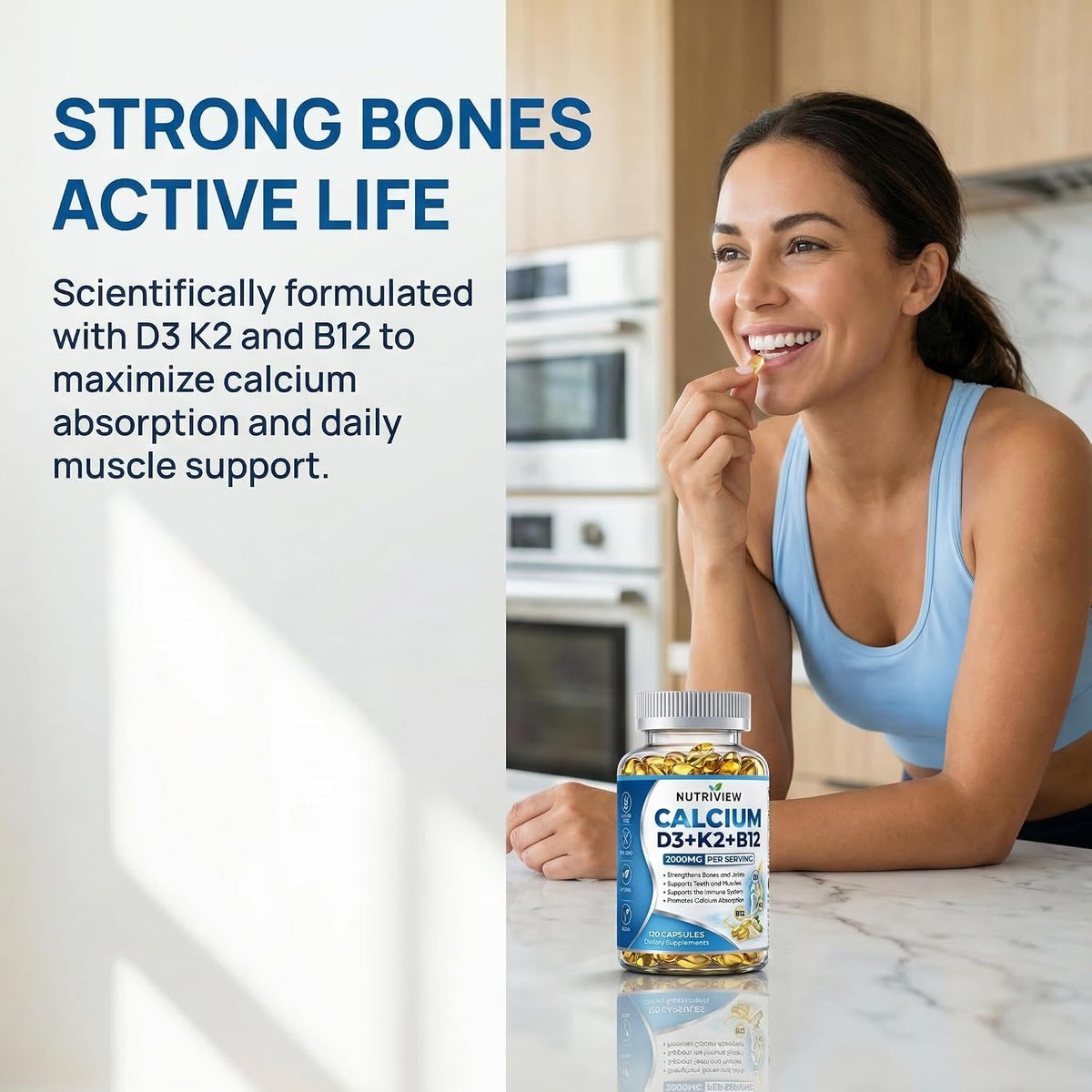 Nutriview Calcium D3 + K2 + B12 Softgels - Vitamin D3 K2 Complex
