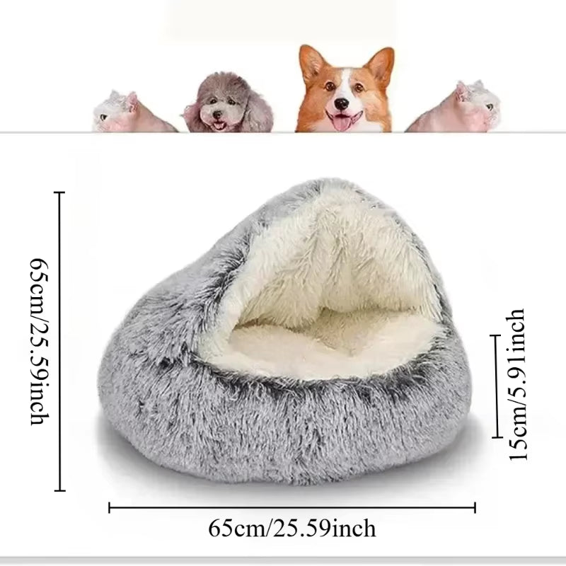 Round Cat Cushion Semi-Enclosed Pet Sleep Bed