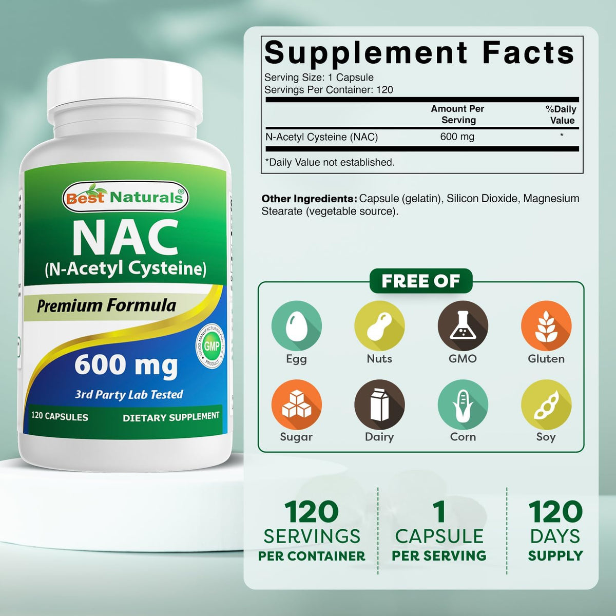 NAC N-Acetyl Cysteine 600Mg - Antioxidant Supplement