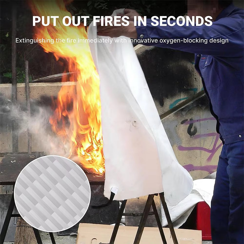 Portable Emergency Fire Blanket - Fire Suppression Safety Cover
