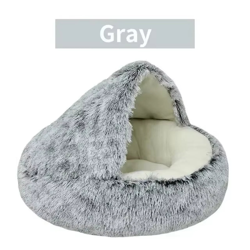 Round Cat Cushion Semi-Enclosed Pet Sleep Bed