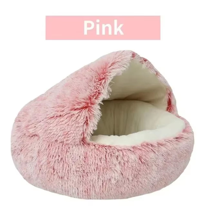 Round Cat Cushion Semi-Enclosed Pet Sleep Bed