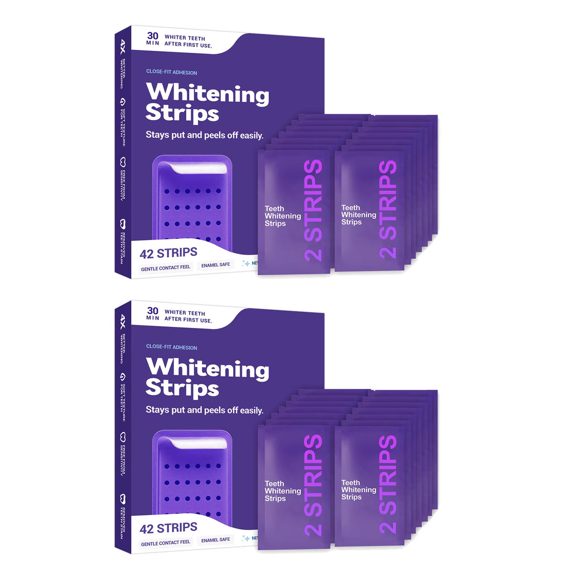 Purple Teeth Whitening Strips Improve Dental Yellowing Oral Cleaning Gel Teeth Bright Stain for Lasting Bright Smile