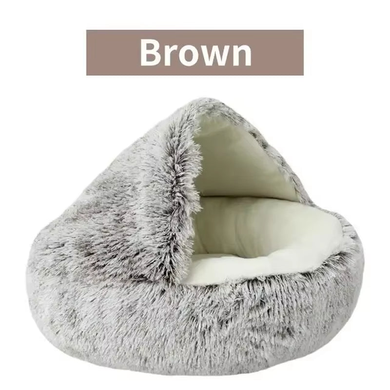 Round Cat Cushion Semi-Enclosed Pet Sleep Bed