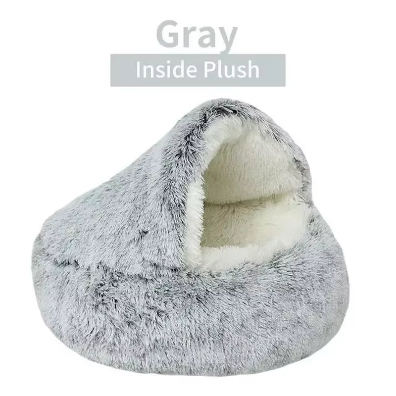 Round Cat Cushion Semi-Enclosed Pet Sleep Bed
