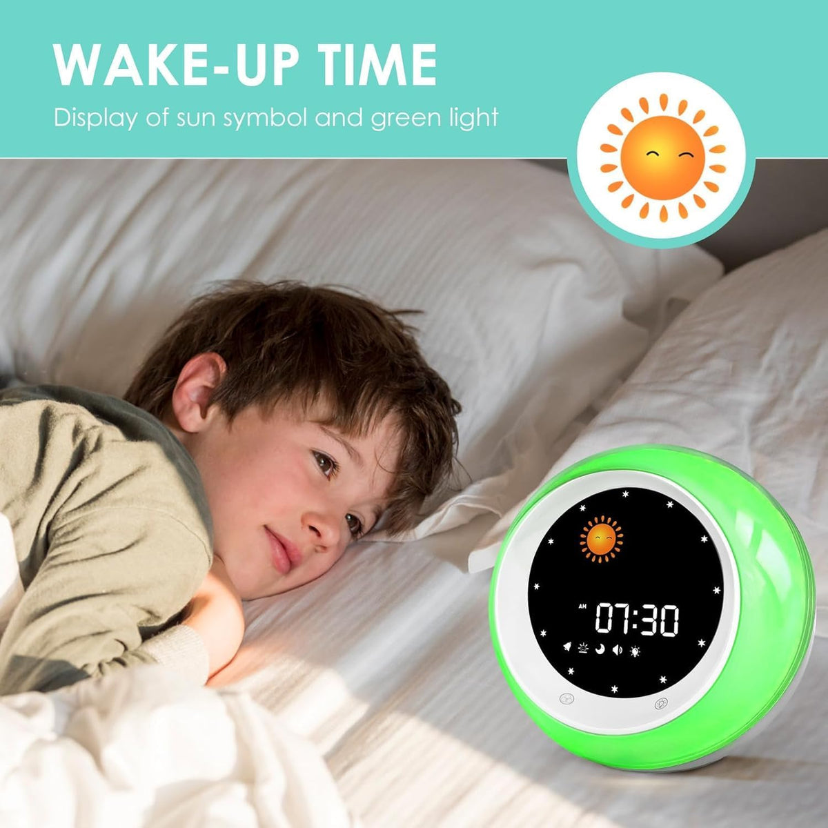 Kids Sleep Trainer Clock - Sun & Moon Wake up Light & Night Light